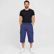Бриджі чоловічі Sport великі розміри 2XL-6XL карго в клітинку, Синій, 6XL