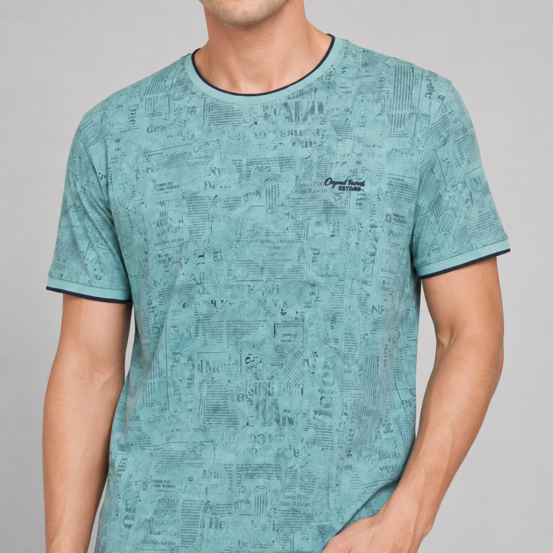 Футболка чоловіча Red-Down 2XL-5XL - великі розміри, 95% бавовна 5% еластан,4XL,Бірюзовий