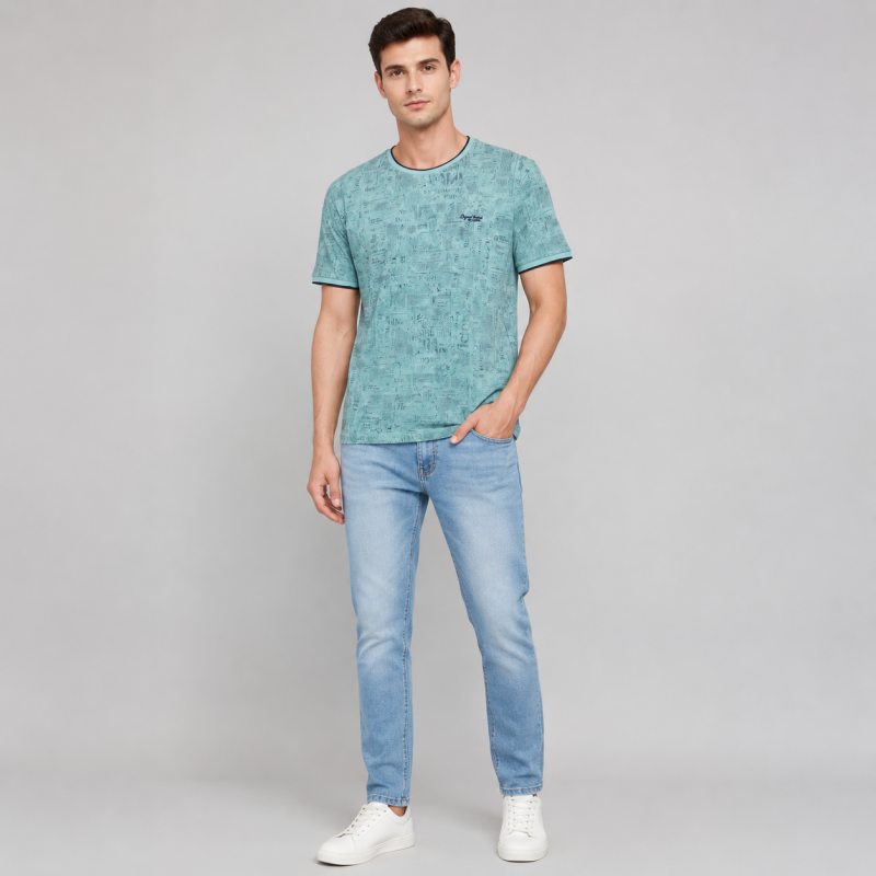 Футболка чоловіча Red-Down 2XL-5XL - великі розміри, 95% бавовна 5% еластан,5XL,Бірюзовий
