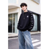 Світшот для хлопчика oversize LEB підлітковий щільний без капюшона з принтом, Темно-синій, 152