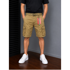 Шорти карго ITENO чоловічі літні бавовняні з накладними кишенями та ременем, 36, Мокко