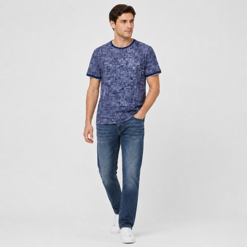 Футболка чоловіча Red-Down 2XL-5XL - великі розміри, 95% бавовна 5% еластан, 4XL, Синій