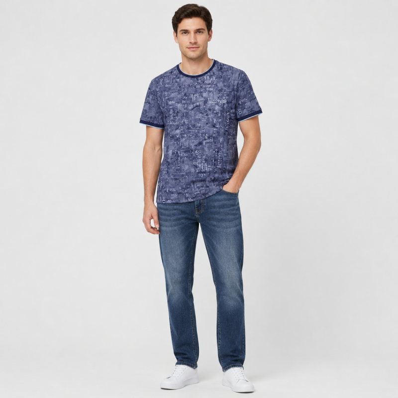 Футболка чоловіча Red-Down 2XL-5XL - великі розміри, 95% бавовна 5% еластан,XXL,Синій