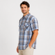 Чоловіча сорочка Gold Golf Man в клітинку зі 100% бавовни з коротким рукавом, 5XL, Блакитний з бежевим