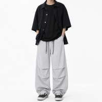 Широкі літні джинси AMXK для хлопчика підлітка 10-16 років — baggy на гумці, Світло-сірий 158