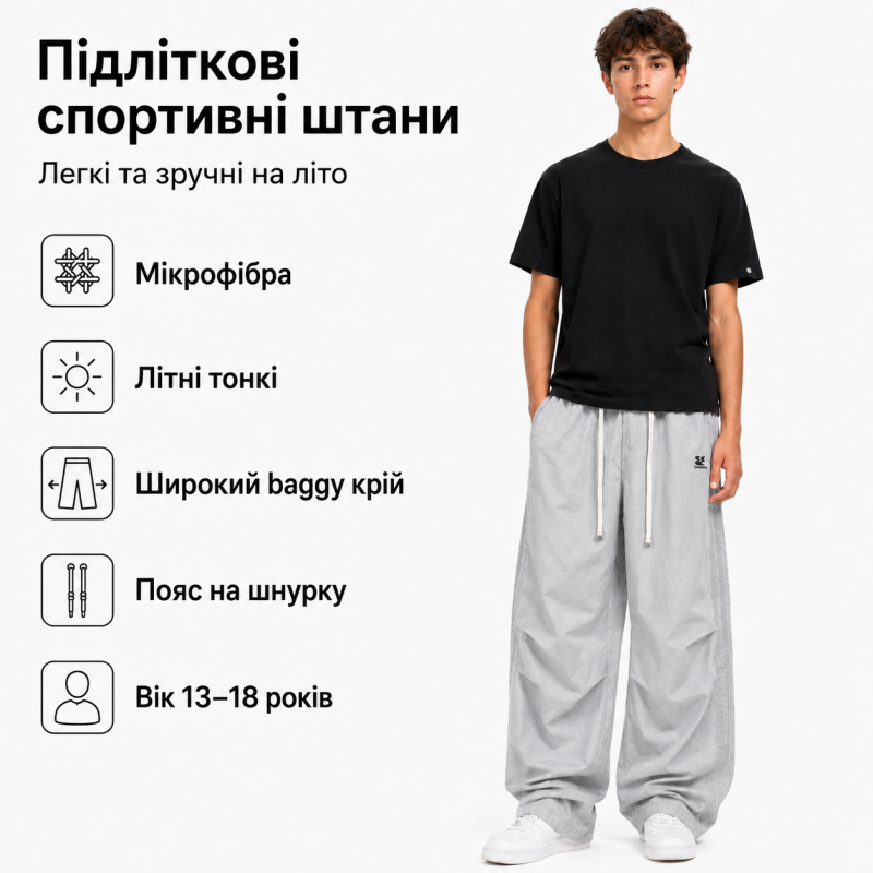 Штани Beilala баггі для хлопчика 13-18 років - літні тонкі штани з мікрофібри, Світло-сірий, 158