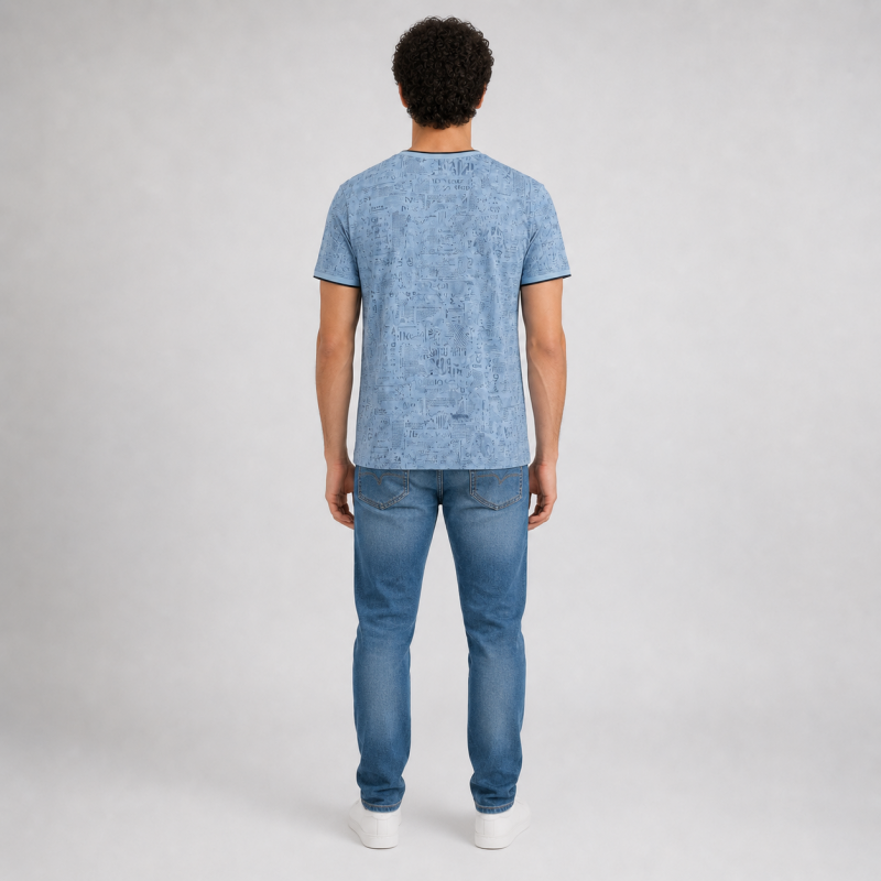 Футболка чоловіча Red-Down 2XL-5XL - великі розміри, 95% бавовна 5% еластан,5XL,Пильно-блакитний