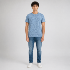 Футболка чоловіча Red-Down 2XL-5XL - великі розміри, 95% бавовна 5% еластан,4XL,Пильно-блакитний